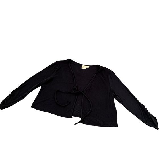 Truth + Style Accessories - Shrug Tie Front Ruched Sleeves Truth and Style Black Women's Size M